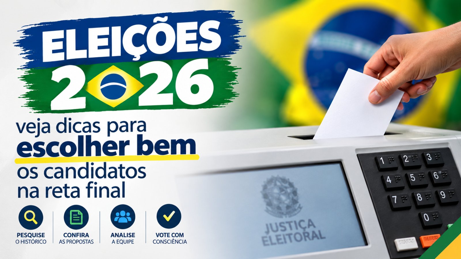 Eleitor consultando informações antes de votar