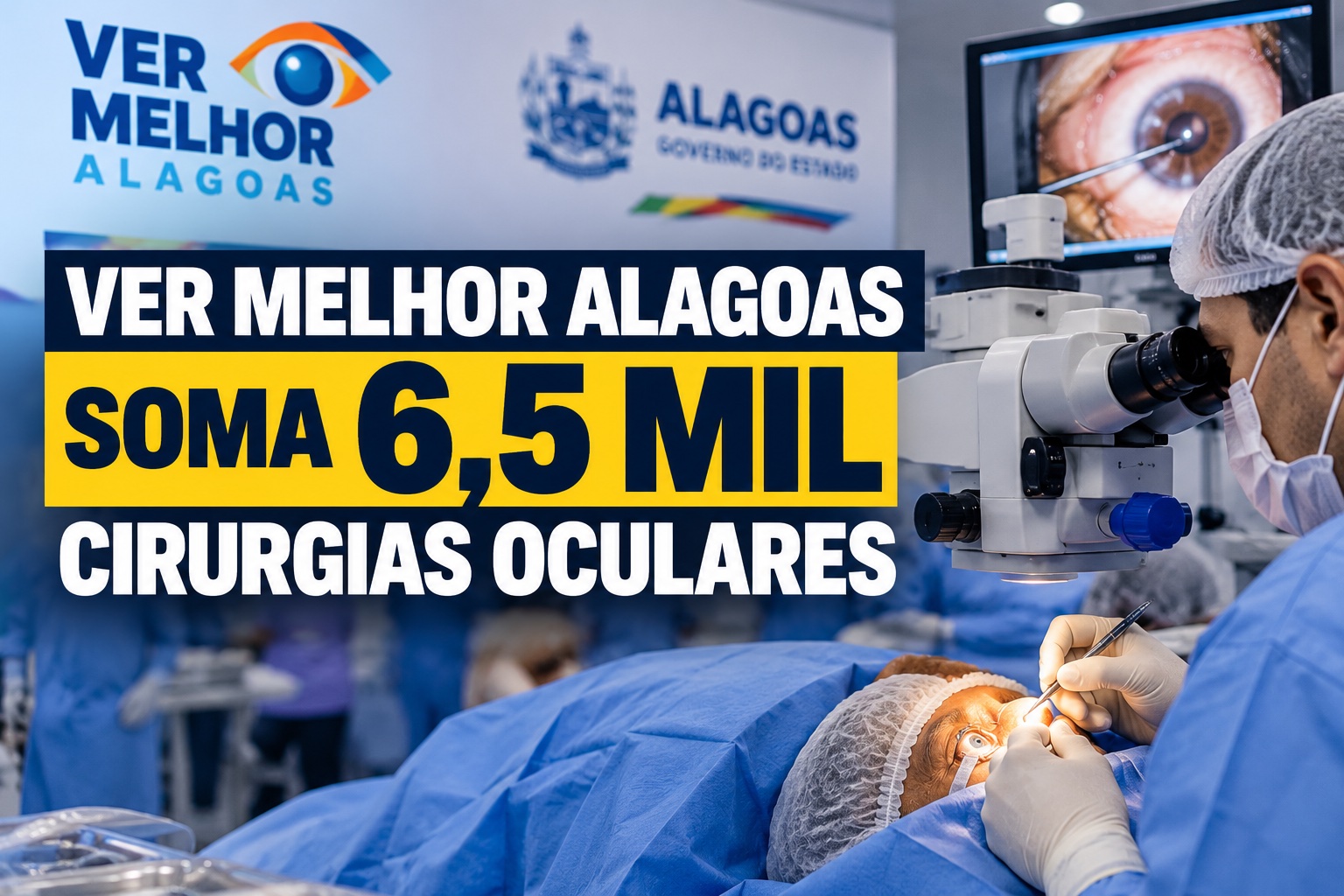 Paciente é atendido durante consulta oftalmológica no Hospital Metropolitano de Alagoas