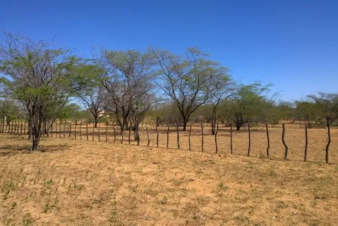 Reservatório com baixo volume de água durante estiagem