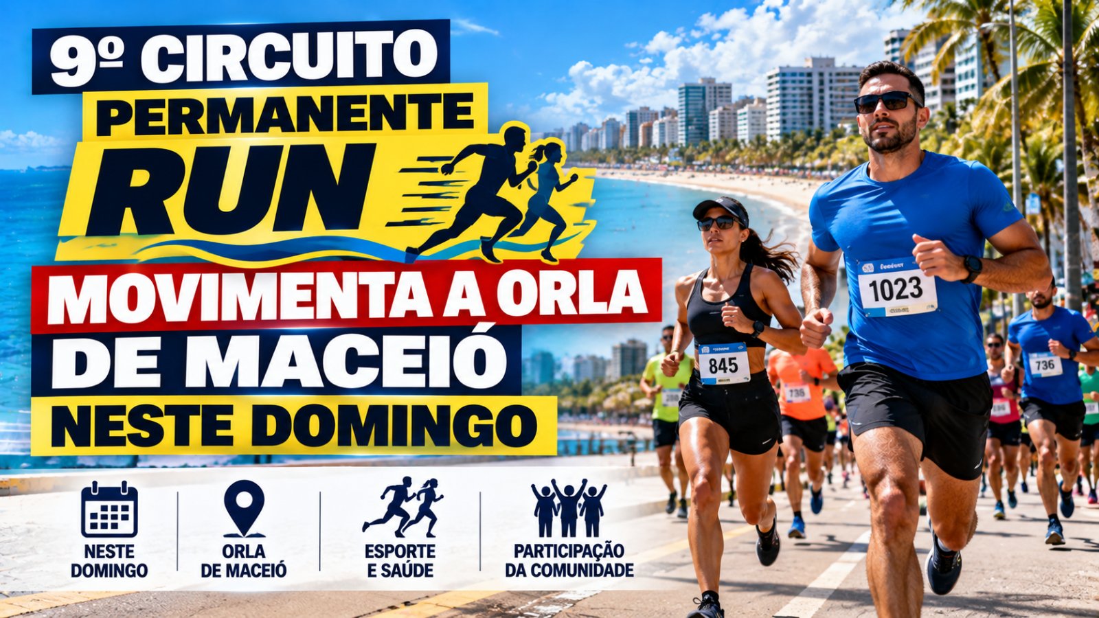 Corredores em prova de rua na orla de Maceió