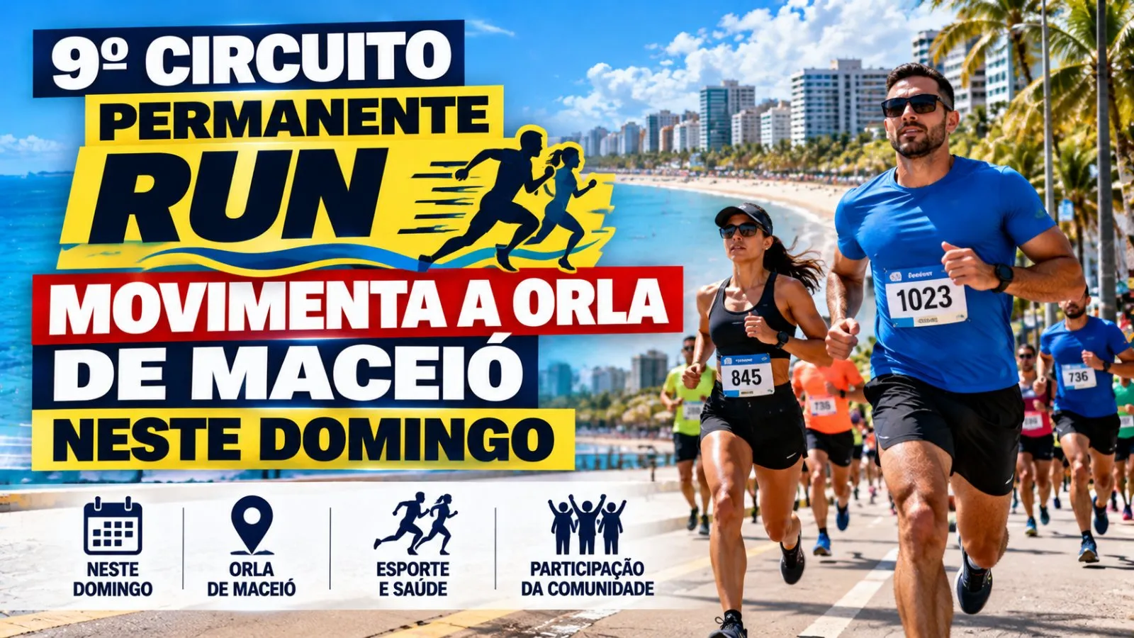 Corredores em prova de rua na orla de Maceió