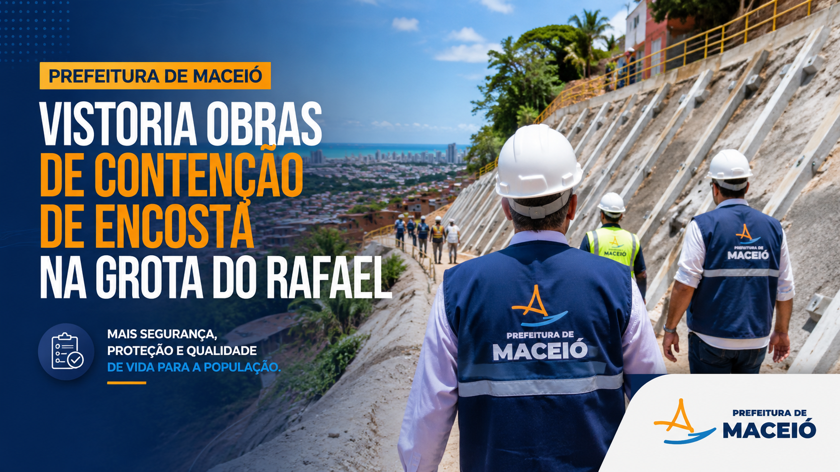 Capa editorial RT Notícias sobre obras de contenção de encosta na Grota do Rafael, em Maceió