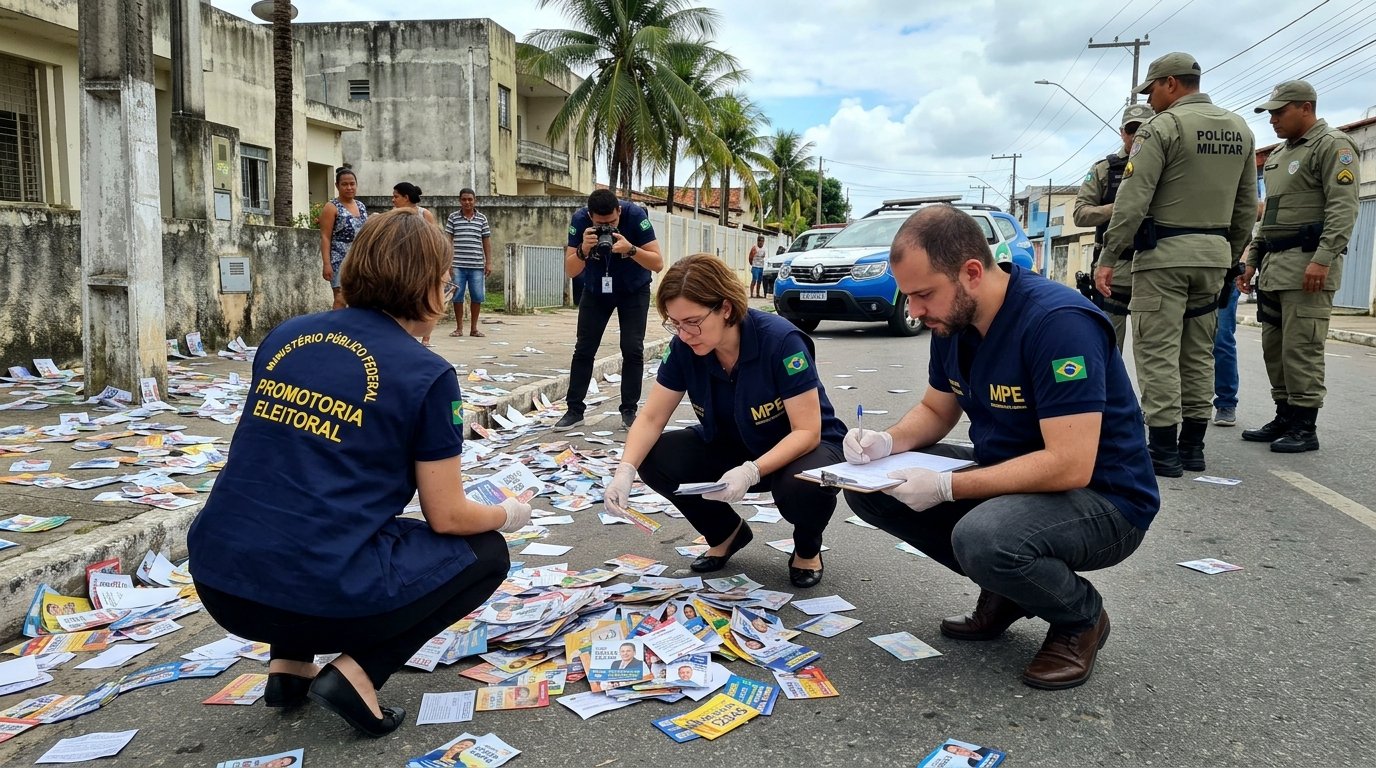 Santinhos de campanha espalhados pelo chão