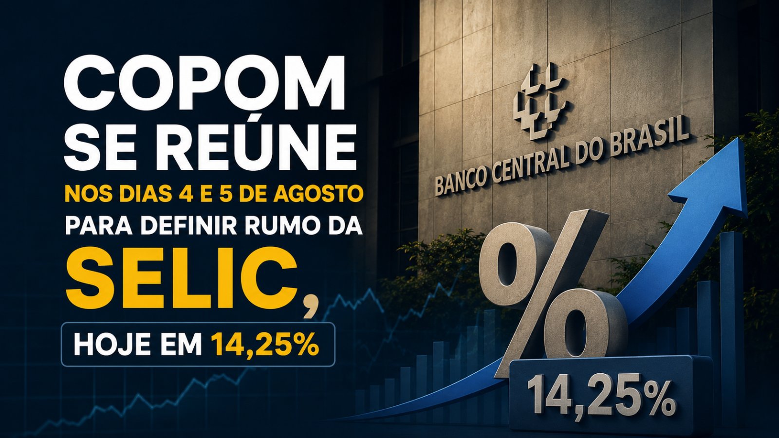 Ilustração editorial representando política monetária e taxa de juros no Brasil
