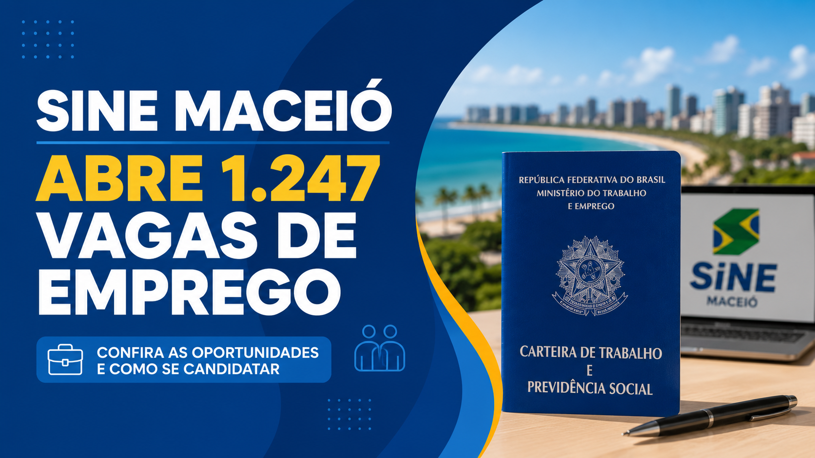 Capa editorial RT Notícias sobre vagas de emprego no Sine Maceió