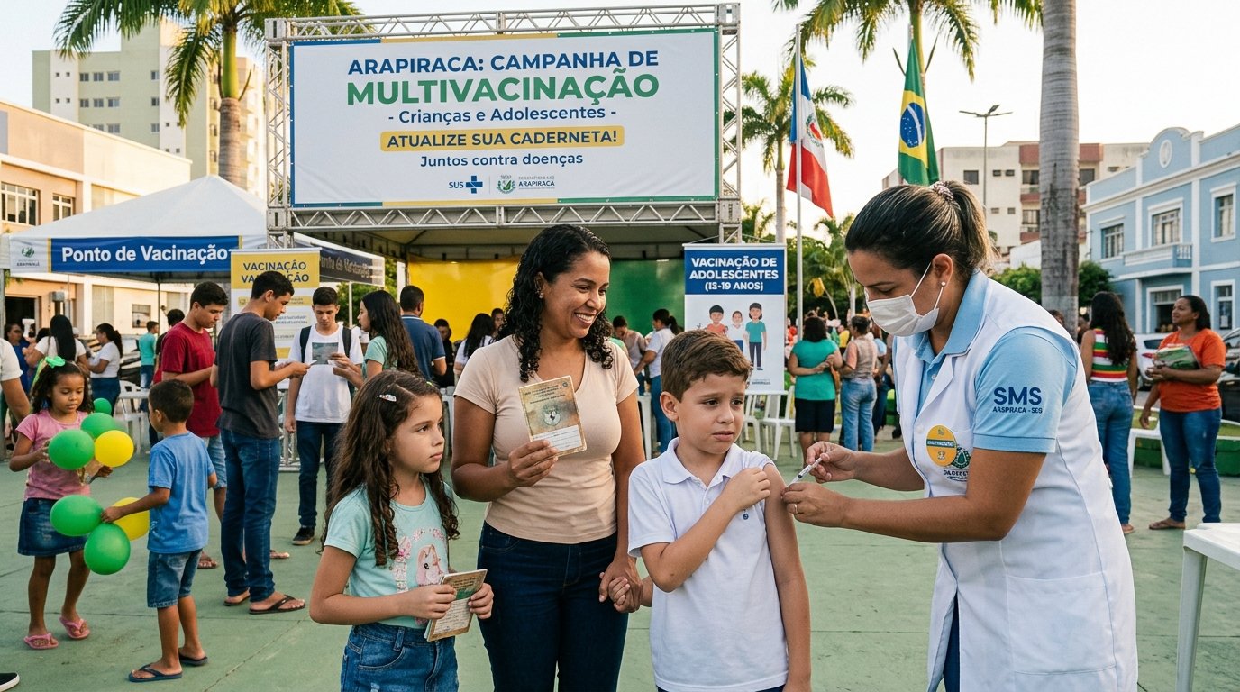 Criança recebendo vacina em unidade de saúde