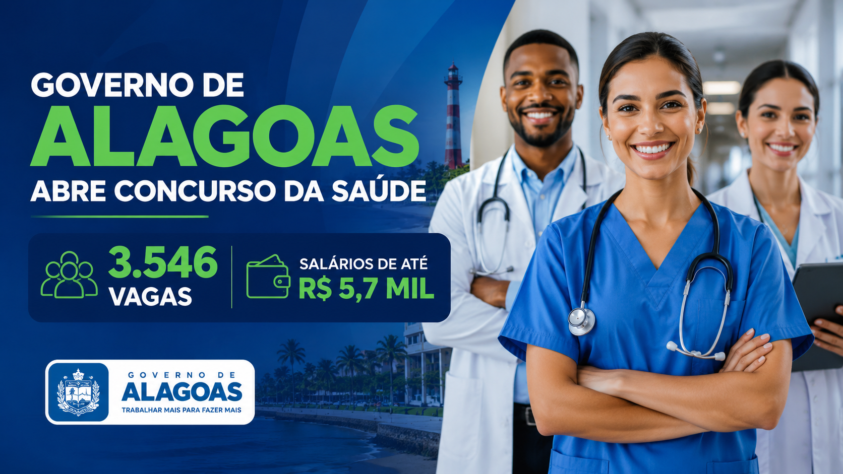 Capa editorial RT Notícias sobre o concurso da Saúde do Governo de Alagoas
