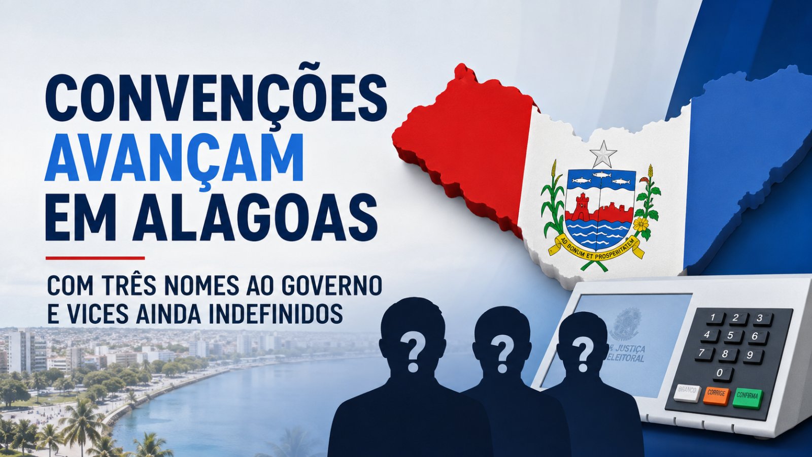 Urna eletrônica e a bandeira de Alagoas