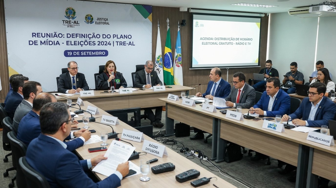 Estúdio de rádio e televisão para o horário eleitoral