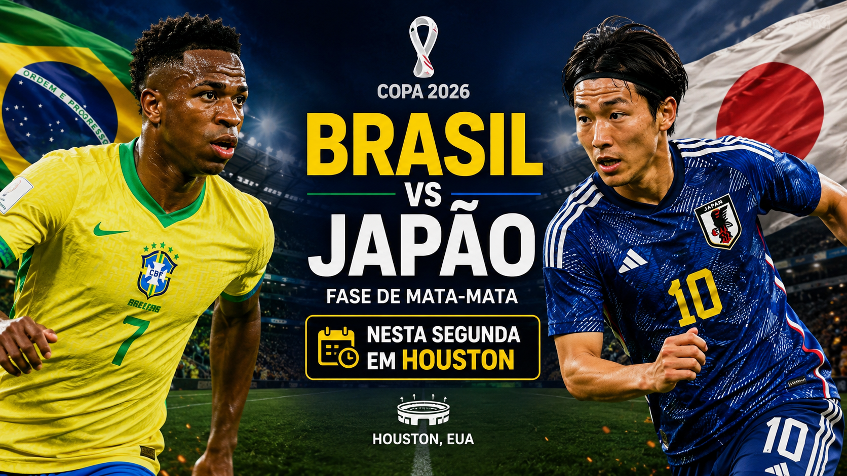 Capa editorial RT Notícias sobre o jogo Brasil x Japão na Copa do Mundo 2026