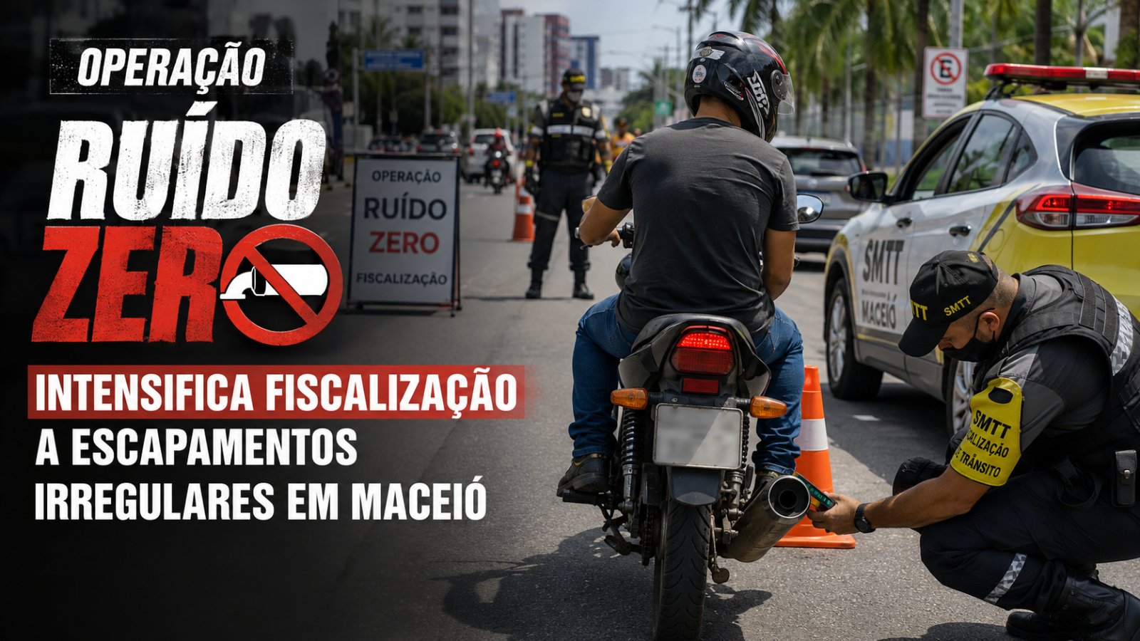 Fiscalização de trânsito da Operação Ruído Zero em Maceió