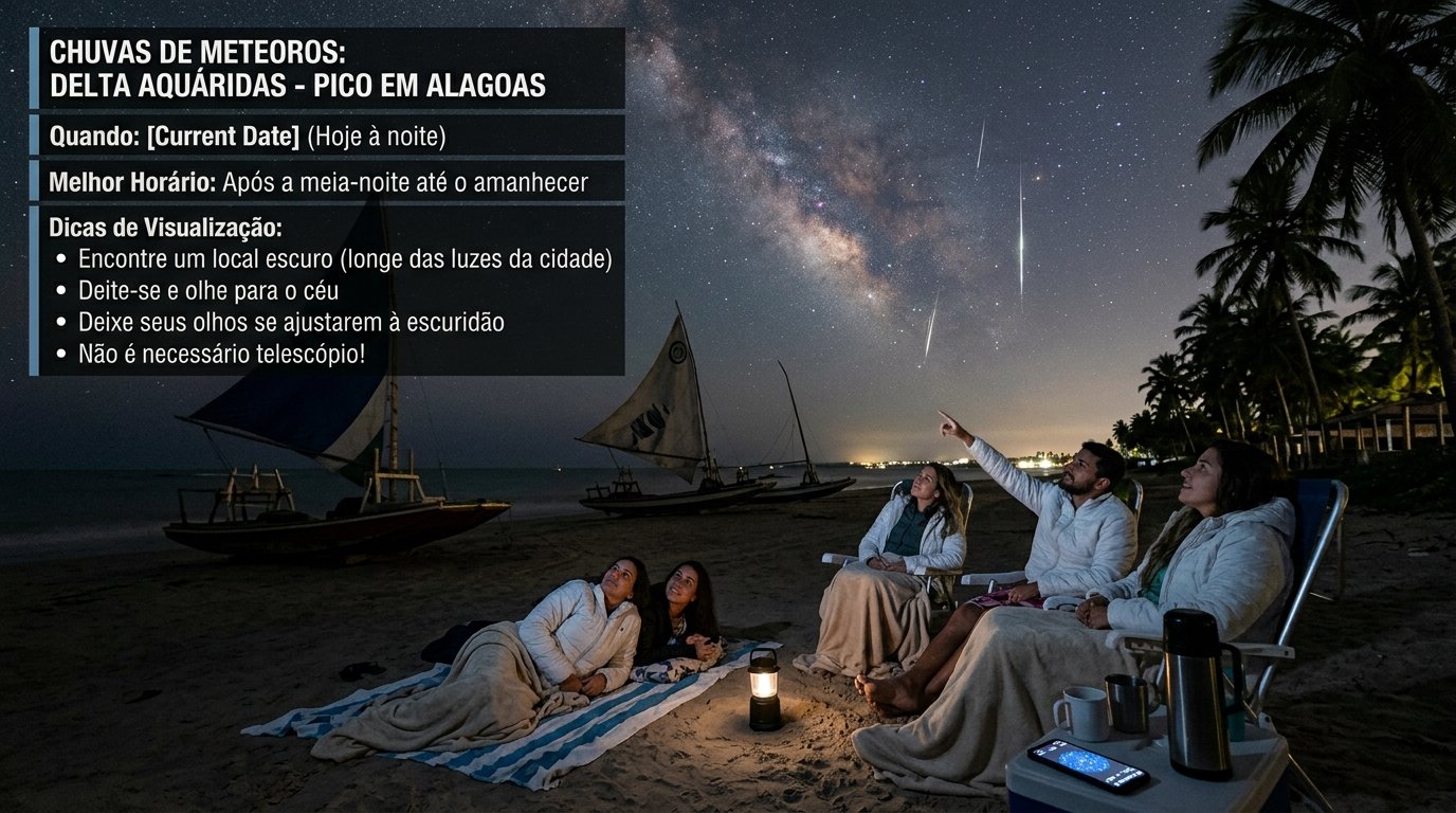 Chuva de meteoros no céu noturno