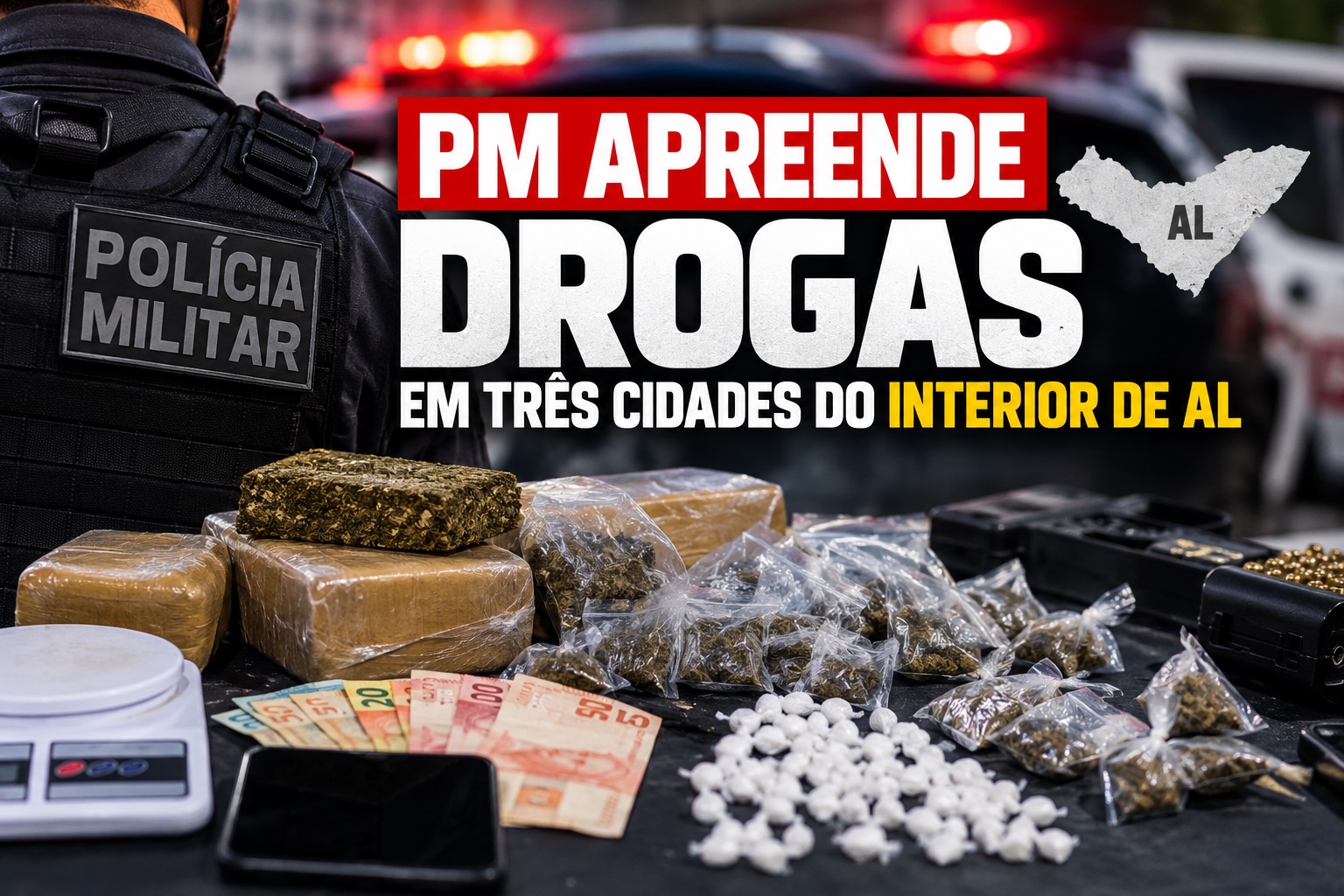 Viatura da Polícia Militar de Alagoas estacionada em via pública