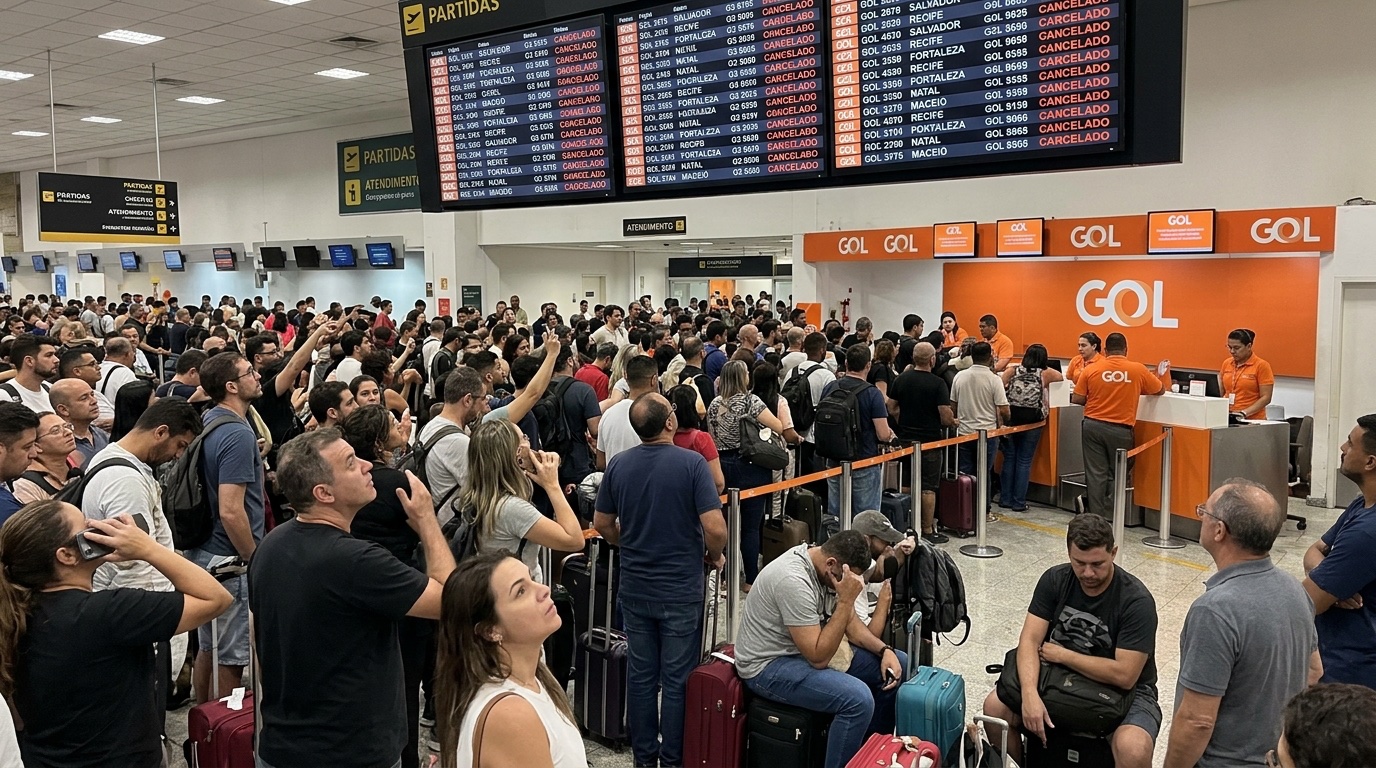 Aeronave da Gol em pista de aeroporto