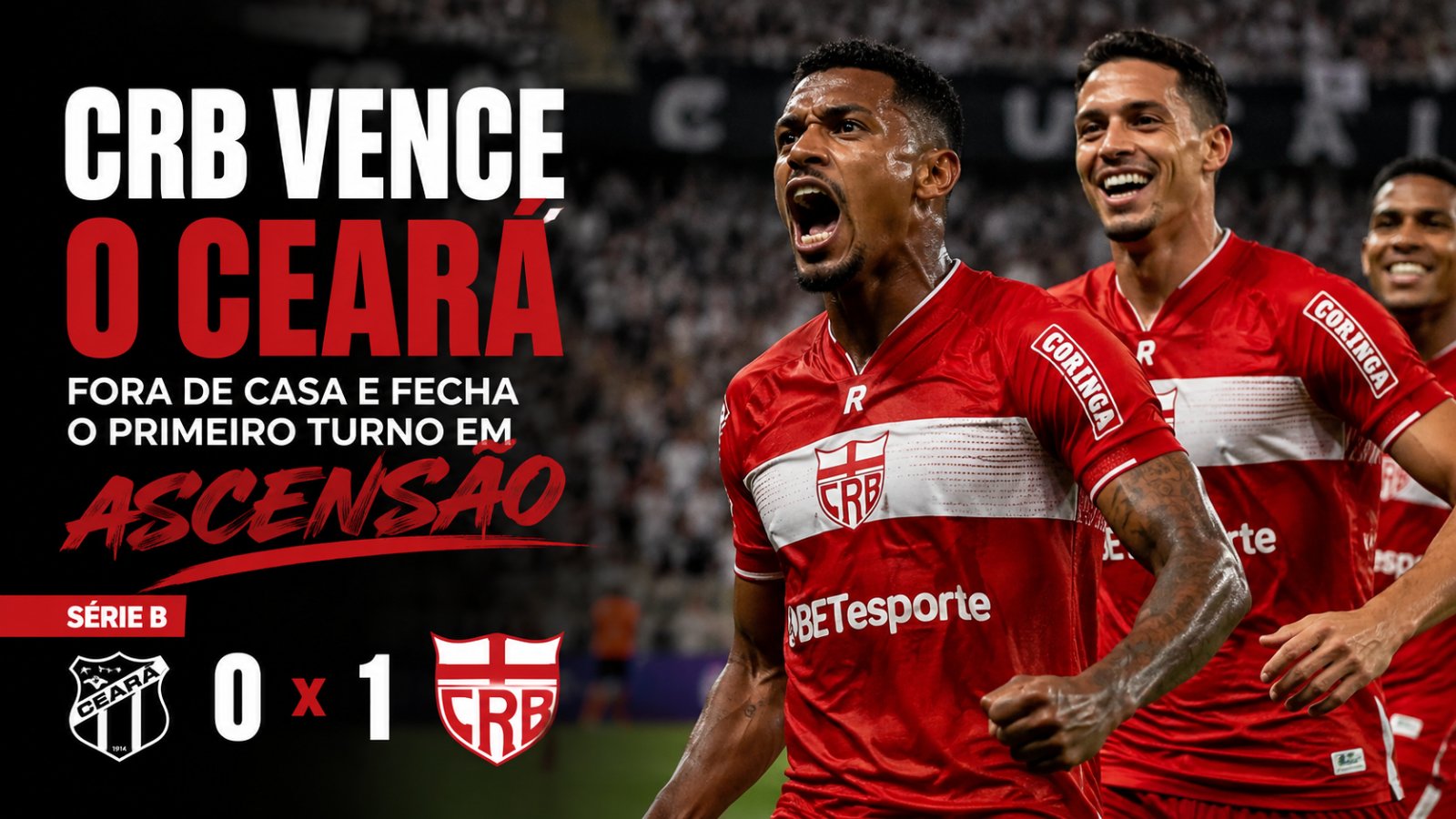 Jogadores do CRB comemoram gol na Série B