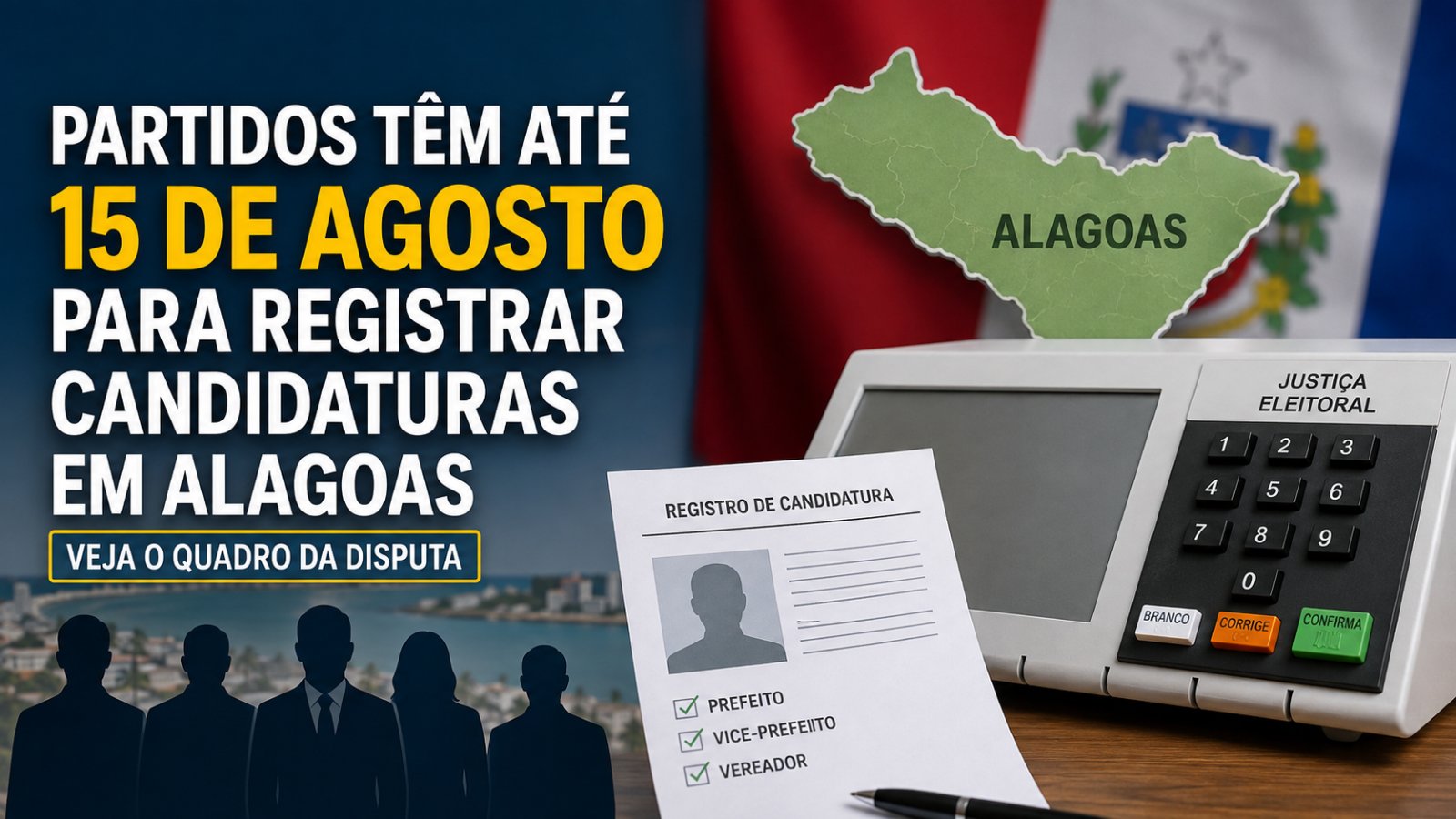 Urna eletrônica e a bandeira de Alagoas
