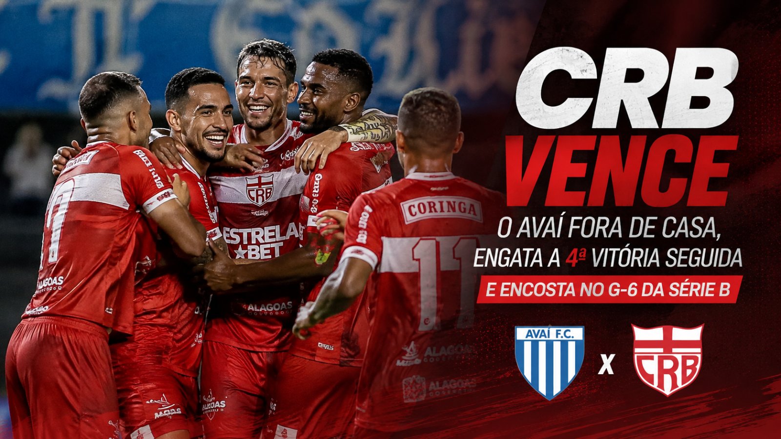 Jogadores do CRB comemoram gol na Série B