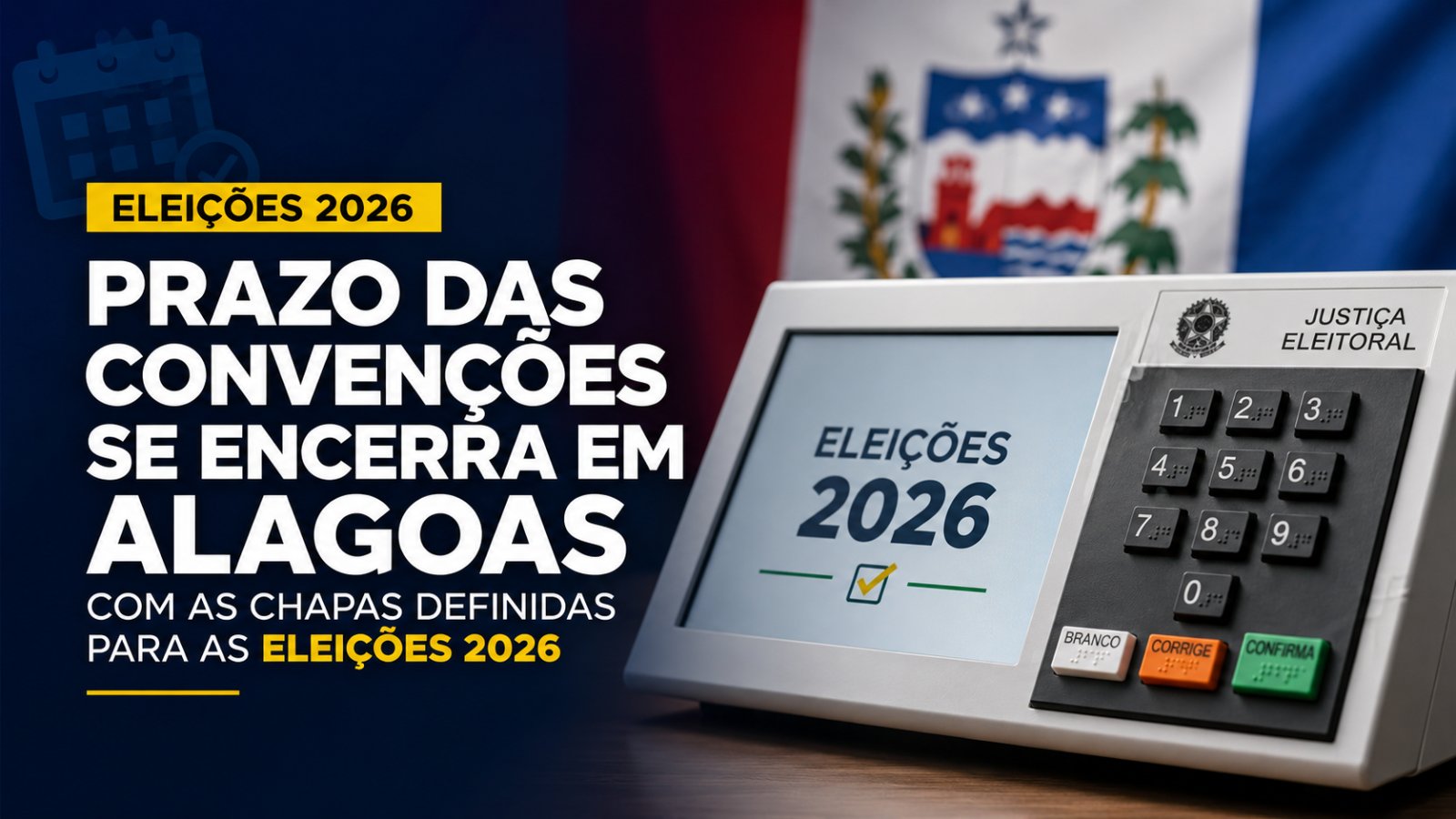 Urna eletrônica e a bandeira de Alagoas