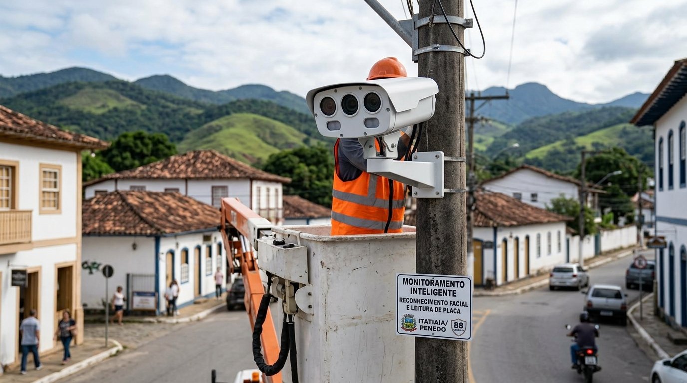 Câmera de videomonitoramento em via pública