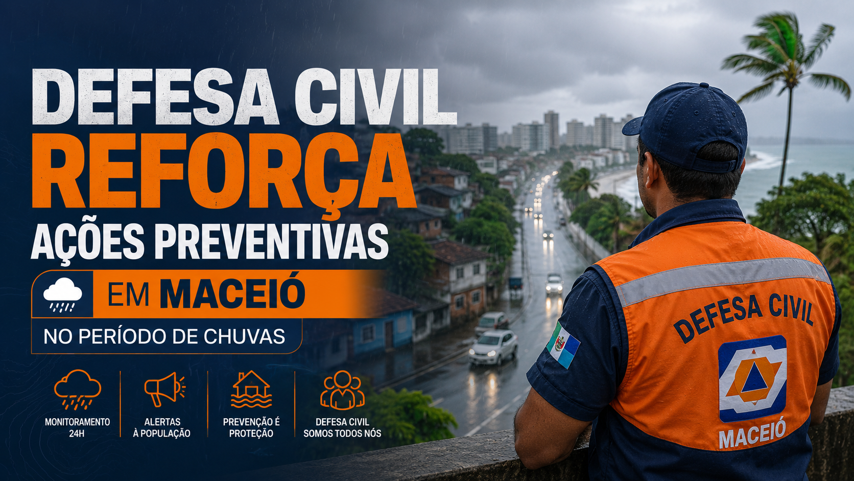 Capa editorial RT Notícias sobre ações da Defesa Civil de Maceió no período de chuvas