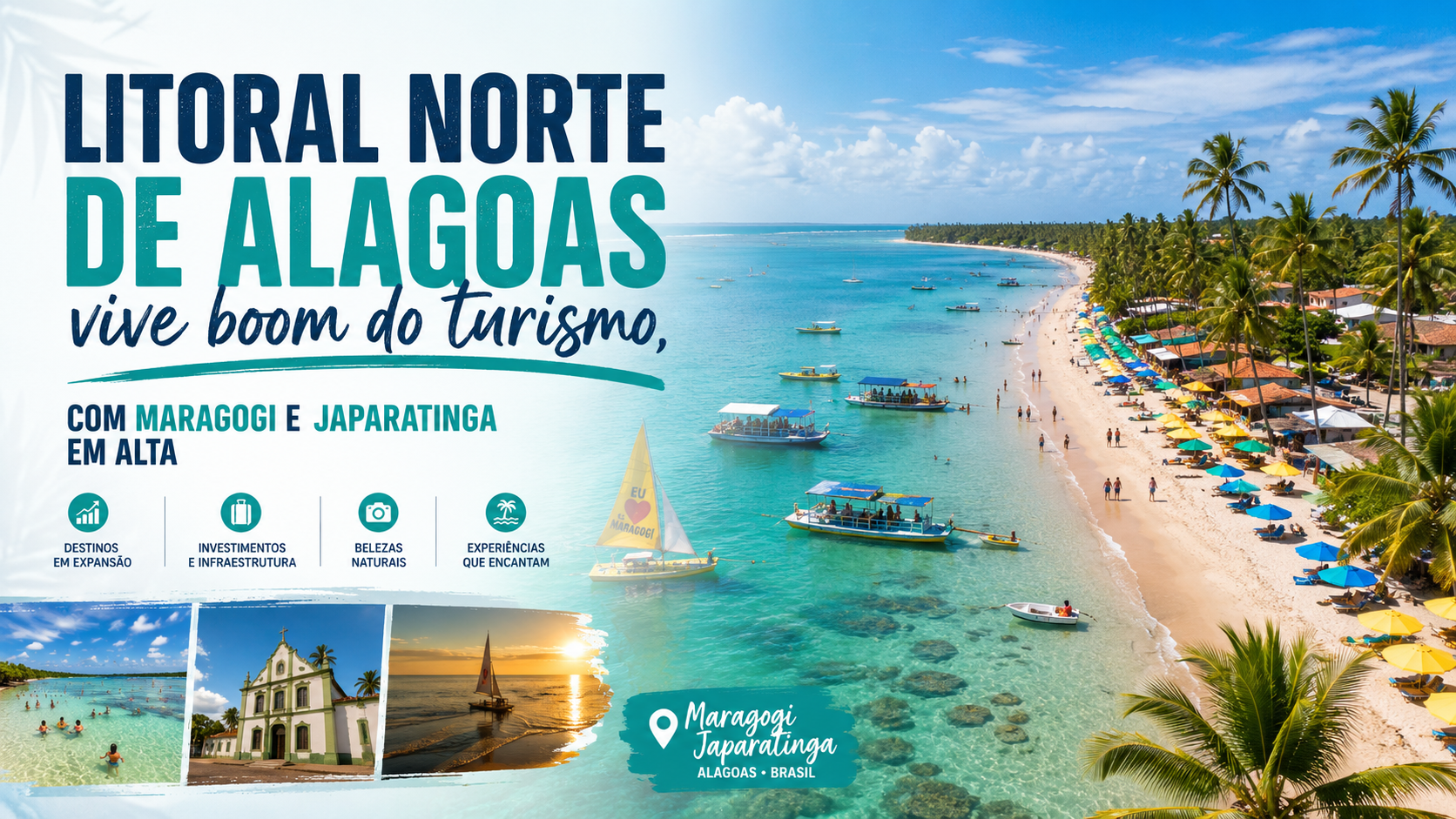 Capa editorial RT Notícias sobre o crescimento do turismo no Litoral Norte de Alagoas