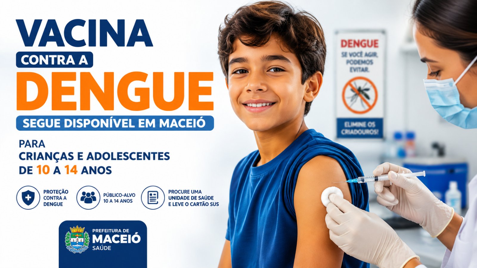 Aplicação de vacina contra a dengue em unidade de saúde